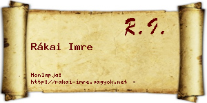Rákai Imre névjegykártya
